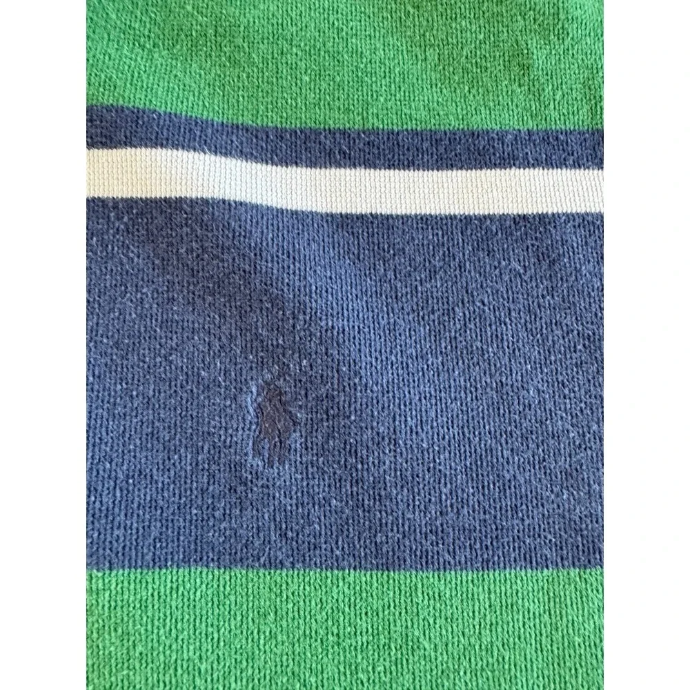 Polo Golf Ralph‎ Lauren Shirt XL Mens Short Sleeve Cotton Wide Strips Blue Green